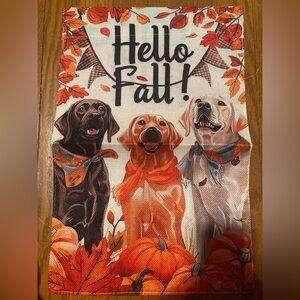 Garden Flag Autumn Fall Dogs 12" x 18" NWOT